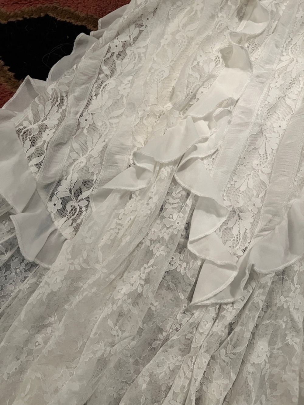 White Lace Ruffle Maxi Skirt - Picture 2 of 4